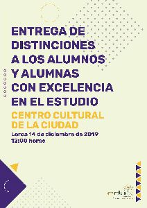 Un total de 116 alumnos de Bachillerato recibirn, este prximo sbado, una distincin por la excelencia en el estudio