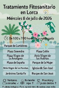 El Ayuntamiento realizar� la madrugada de este mi�rcoles un tratamiento fitosanitario en distintas zonas verdes de Lorca