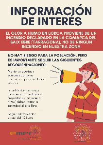 El Ayuntamiento informa que el humo en Lorca proviene de un incendio en Tarragona y no representa peligro para la poblacin