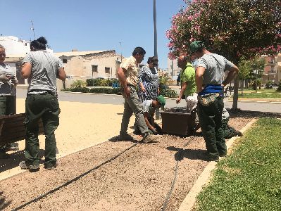 El Ayuntamiento renueva la jardinera del Parque de San Jos con la colocacin de 19 maceteros con nuevas plantas, la mejora del sistema de riego y la poda de arbustos