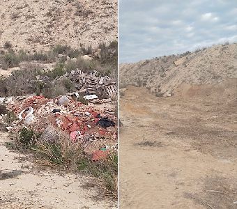 El Ayuntamiento de Lorca recoge 33 toneladas de residuos en las ramblas de Biznaga y Bjar y Camino Casa Mella 