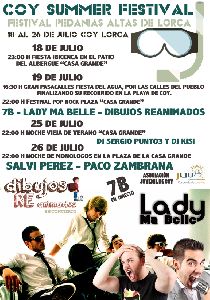 Conciertos de pop-rock, djs y monlogos integrarn el ''Coy Summer Festival'' para las pedanas altas que se celebrar por primera vez entre el 18 y el 26 de julio