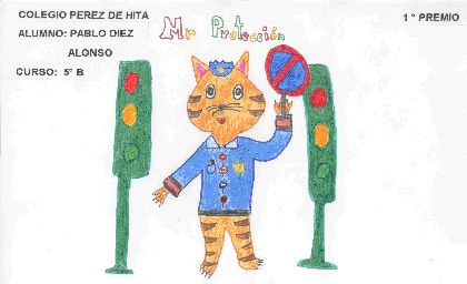 El dibujo de Pablo Diez Alonso (Colegio Prez de Hita), ganador del concurso ?La mascota de Educacin Vial?