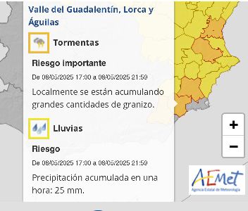 El Ayuntamiento de Lorca activa el Plan INUNLOR en fase de preemergencia ante el nivel naranja por tormentas