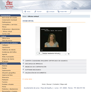Los servicios de la operadora virtual y de la carpeta ciudadana funcionan a partir de hoy en la web lorca.es