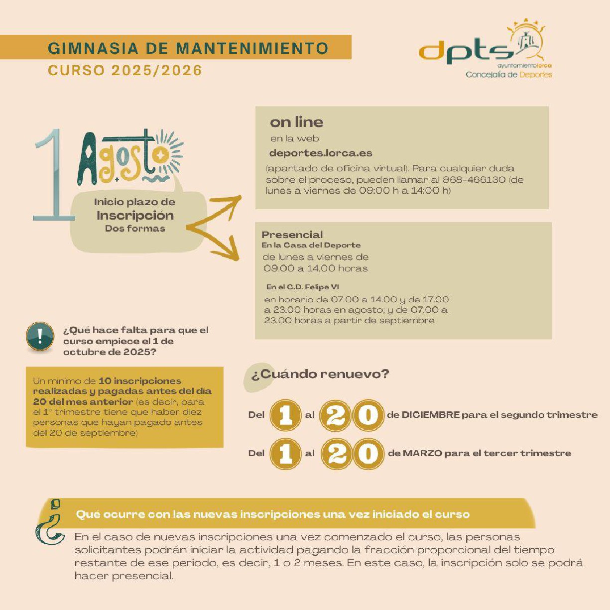 La concejalía de Deportes abre el plazo para participar en el programa ''Gimnasia de mantenimiento'' del curso 2025/2026 La concejalía de Deportes abre el plazo para participar en el programa ''Gimnasia de mantenimiento'' del curso 2025/2026